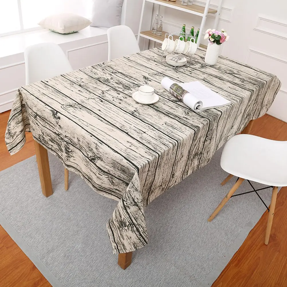 

Wood Grain Tablecloth Bark Imitation Cover Rectangle Rectangular Cotton Tablecloths Dining Room Kitchen