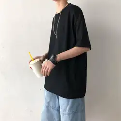 2024 Summer Short Sleeve T Shirts Solid Color T-shirt O Neck Casual Loose T Shirt Base Top Tee Oversize Students Street T-shirt