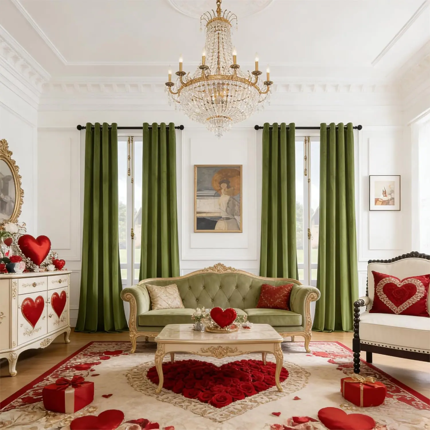 

Green 108 in Long Velvet Curtains with Grommet, Thermal Insulated Super Soft Privacy Noise Reducing Light Blocking Velvet Curtai