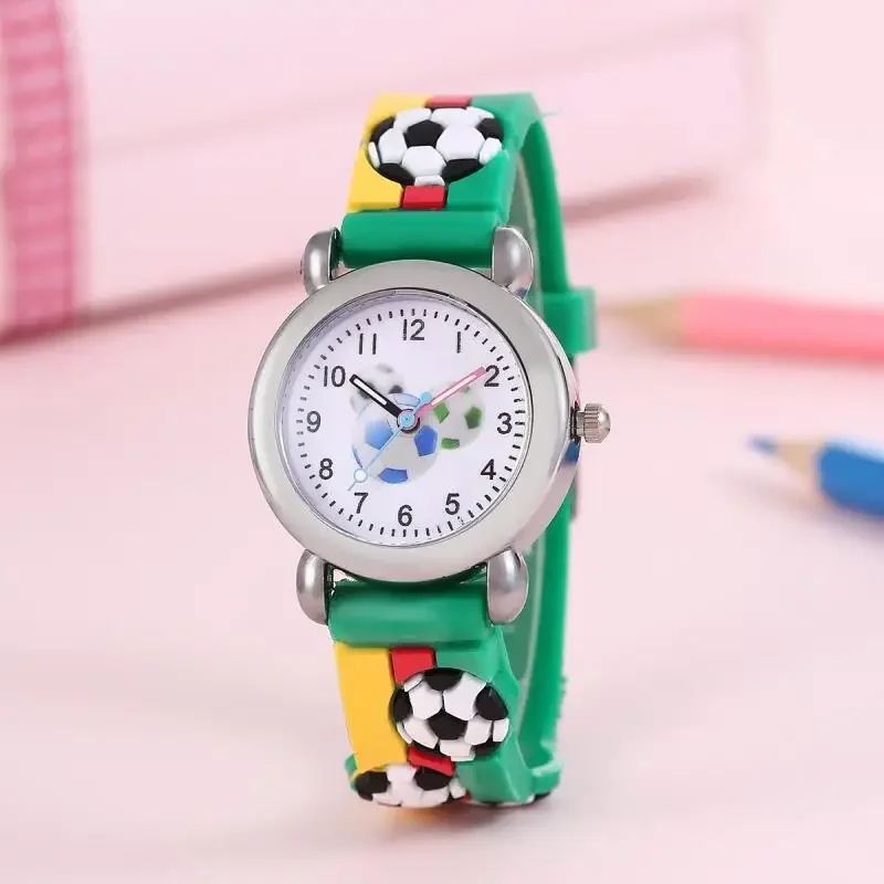 2024 New Fashion Color Cartoon Football Students Children Watch Quartz Watch Electronic Watch