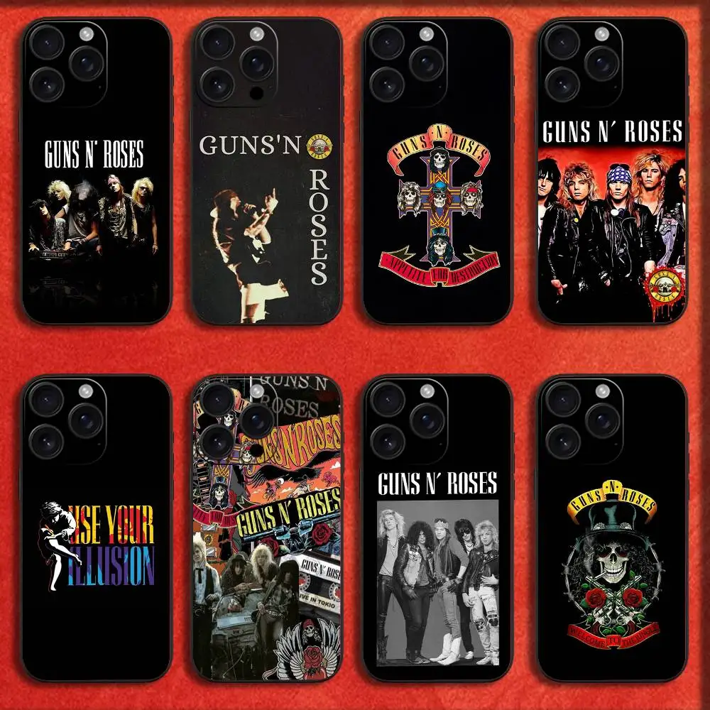 

Band G-Guns N Roses Phone Case For iPhone 16,15,14,13,12,11,Pro,XS,Max,XR,Plus,E,Mini Black Shockproof Cover