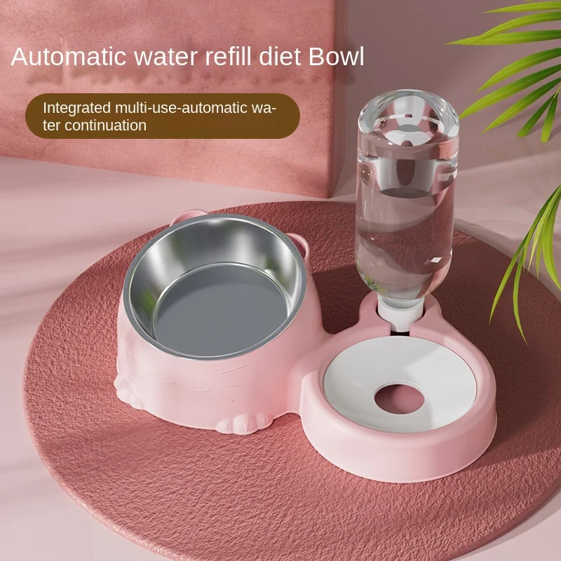 Cuenco doble de cerámica, alimentador automático, accesorios para gatos, suministros para mascotas, comida para perros, arroz, beber, lavabo de acero inoxidable, cebo de agua a granel