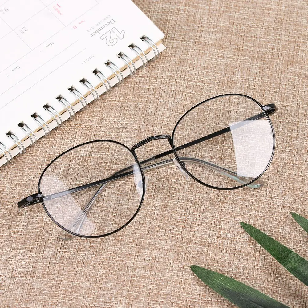 Óculos de Grau Vintage Oversized de Metal Redondos para Cuidados com a Visão - Armação de Óculos