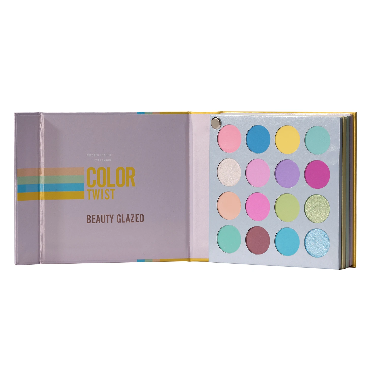 Paleta de sombras torcidas de 64 cores Beauty Glazed, página giratória 4 em 1, bandeja de maquiagem com brilho fosco brilhante, presentes para mulheres