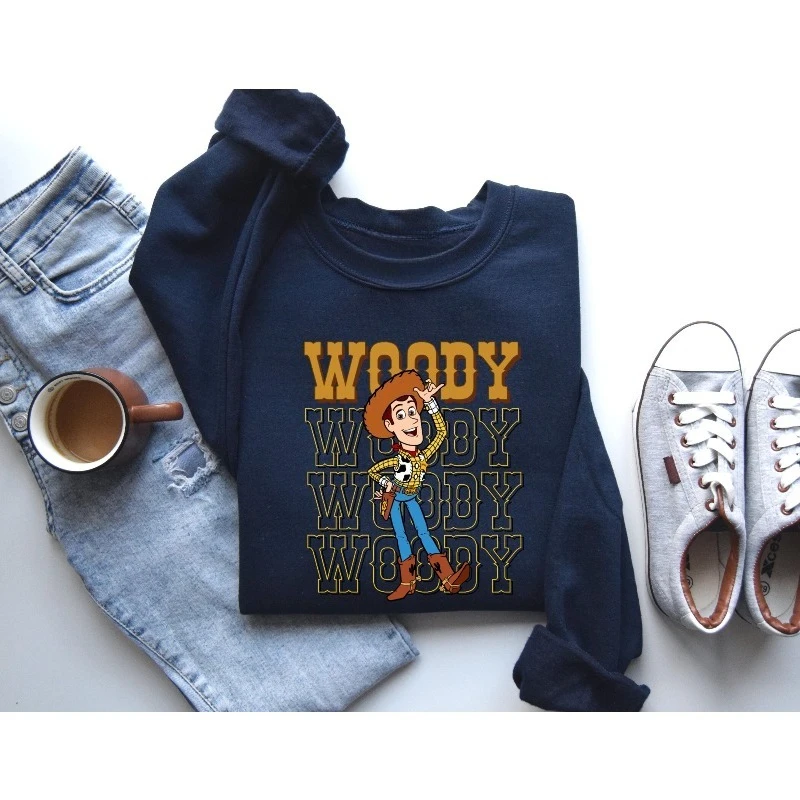 سويت شيرت Toy Story Woody Disneyland لمظهر كاجوال ومريح للجنسين من القطن بياقة دائرية لخريف وشتاء