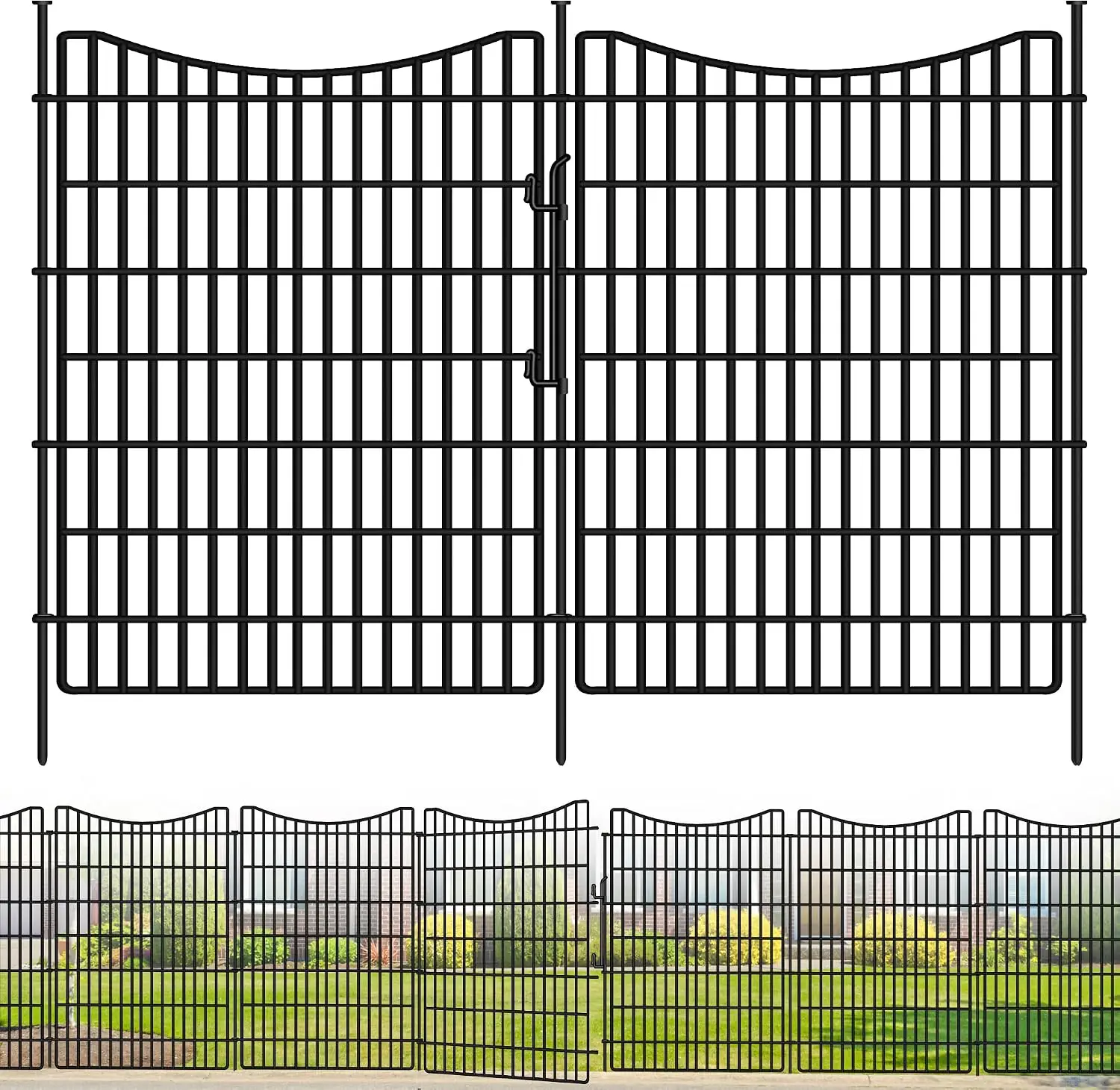 10 Panels Garden Fencing Animal Barrier with Gate, 40 in(H) X 23.6 ft(L) Dog Fence Outdoor for Yard, No Dig Temporary Tall