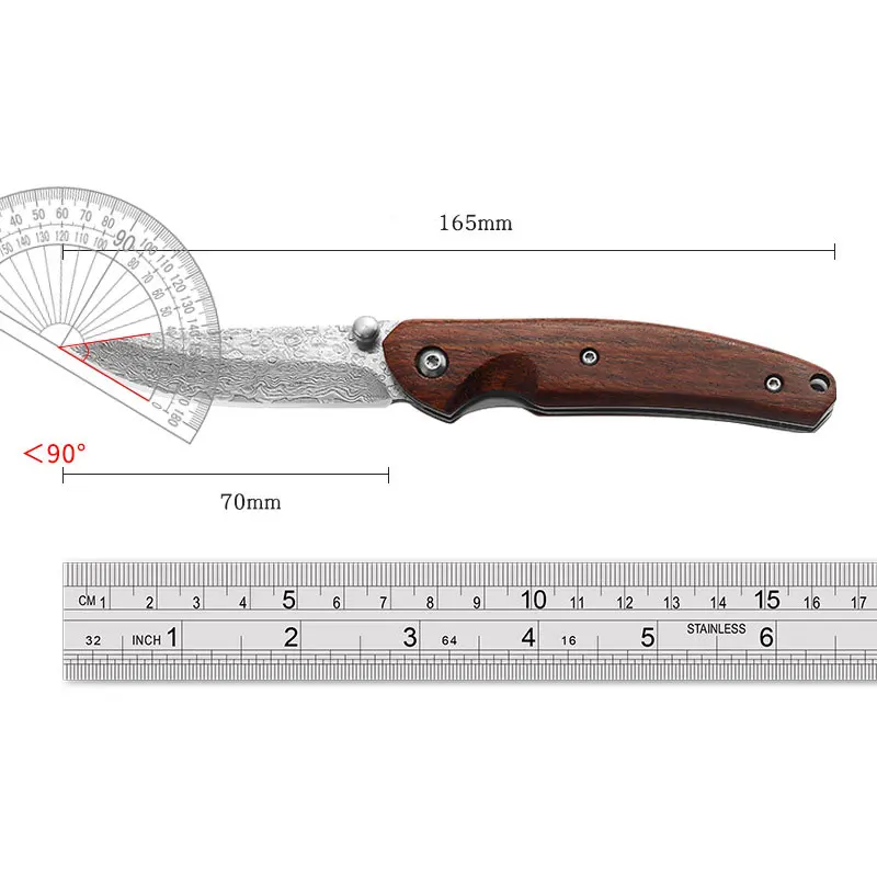 Folding Knife Damascus Steel Mini Carry Pocket Knife Defense Sharp Outdoor Knives Camping Portable Fruit Knife