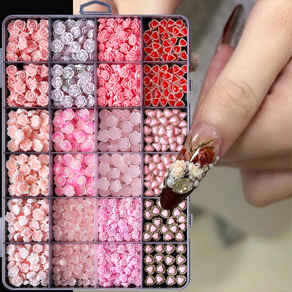 12grids Cute Red Bow Heart Res - огляд і ціна Resin Art Rose Petals