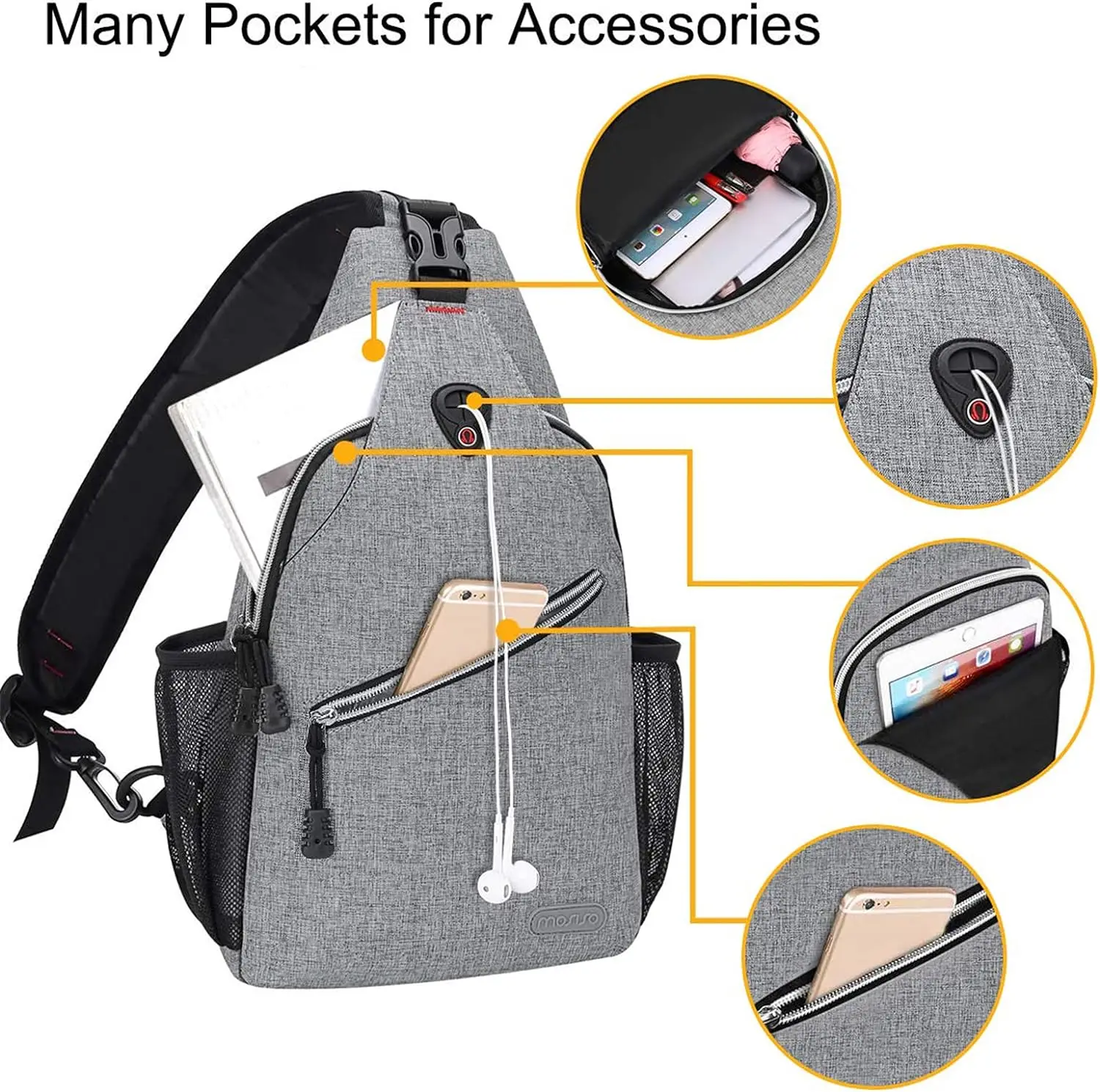 Rope Sling Bag Backpack for MacBook Air Pro 13 13.3 inch Men's Women Travel Hiking Daypack Casual Unisex Crossbody Shoulder Bag