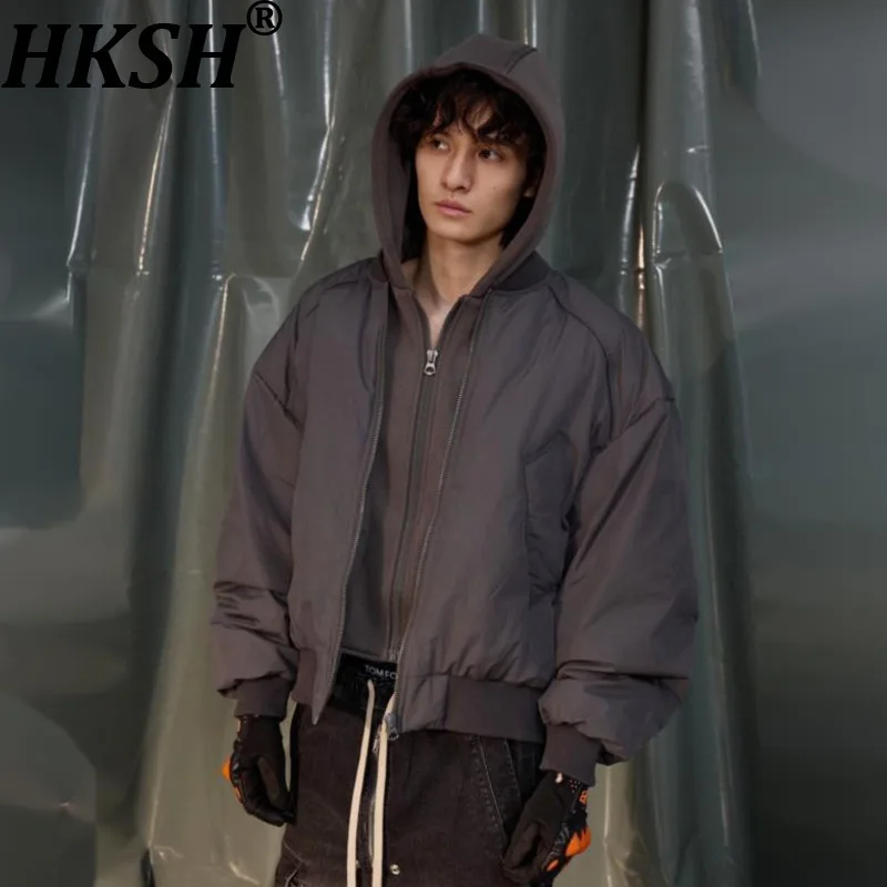 

HKSH осень зима новая мужская куртка из двух предметов на белом утином пуху в стиле панк винтажная шикарная ветрозащитная стеганая куртка на молнии HK14554