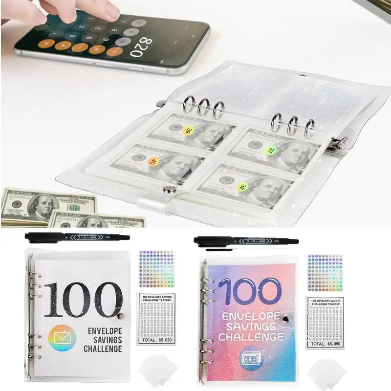 お金のスタッディング、節約、チャレンジ、a5、100を備えたお金の封筒を節約