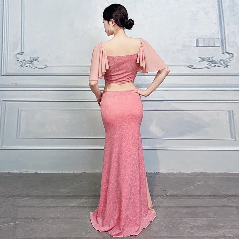 Roupas de dança do ventre para mulheres, elegantes e sexy, roupas de prática para meninas, dança oriental, roupas de treinamento profissional