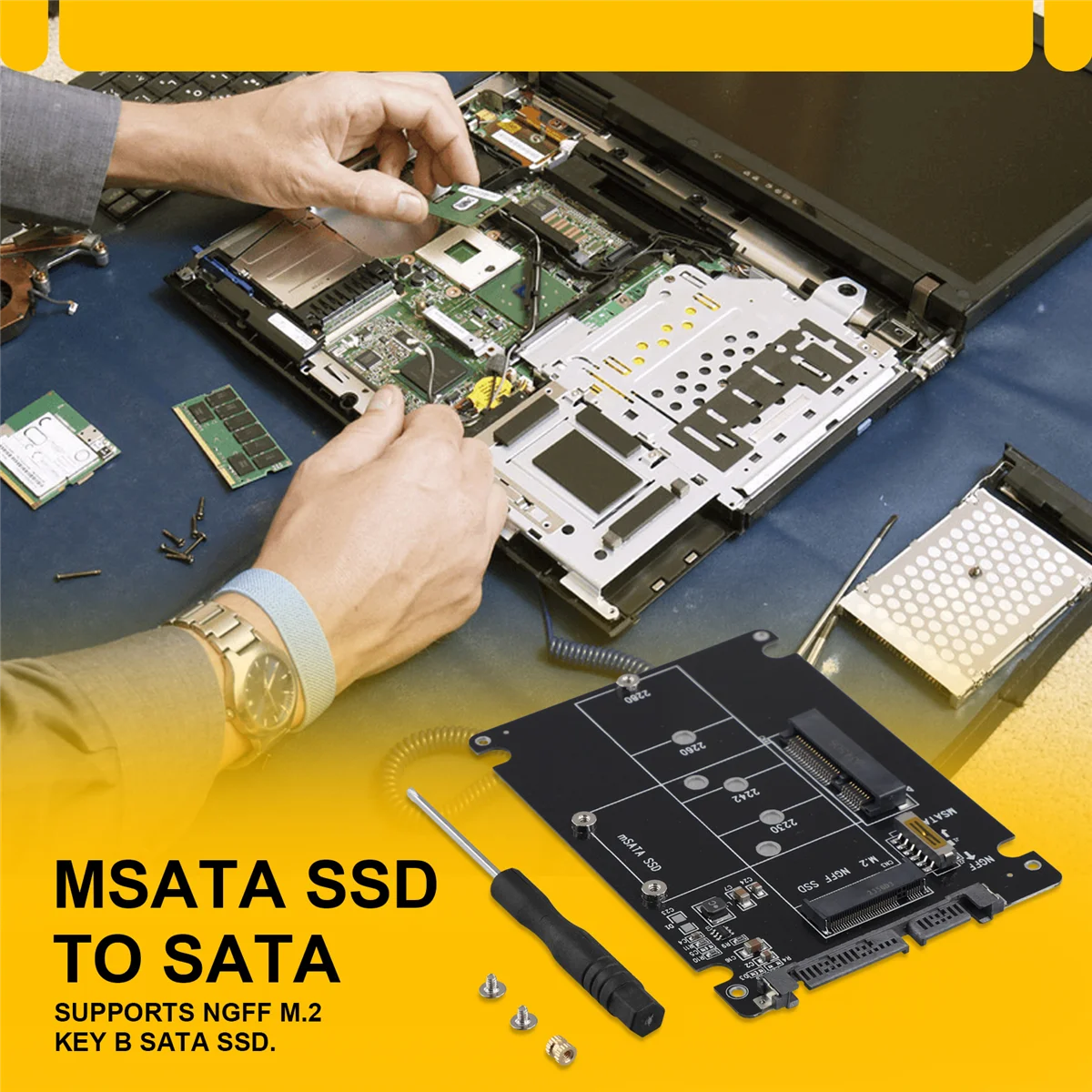 ADEGBO-改良型 2 in 1 NGFF M.2 B+M キー PCI-E または mSATA SSD - SATA III アダプター カード