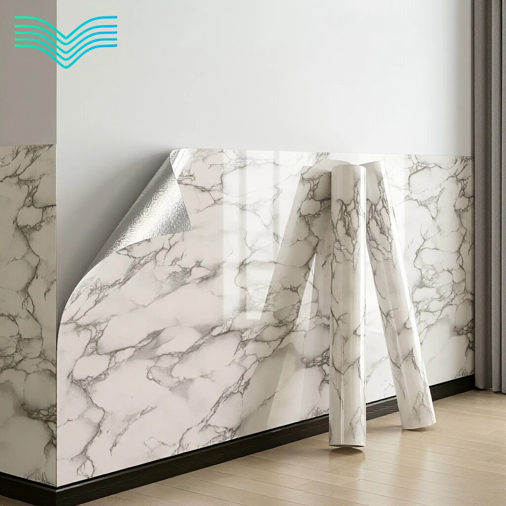 Washable Waterproof Marble Self Adhesive Wallpaper Wall Skirt Tile Cover-up Sticker Moisture-proof Wall Renovation Decor Decal