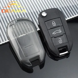 For Peugeot 208 2008 301 308 3008 RCZ 508 408 2008 307 for Citroen C3 C4 Berlingo 2021 TPU Flip Folding Key Fob Cover Case