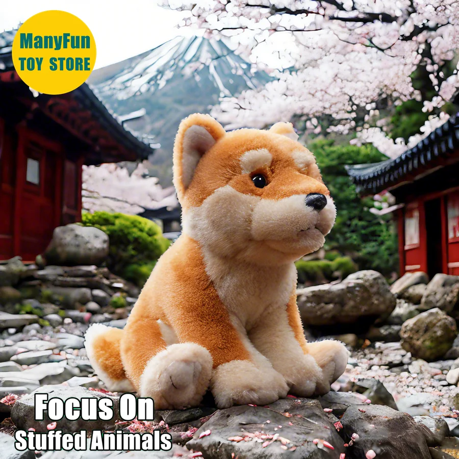 Peluche de Shiba Inu realista, perro Akita de peluche, muñeco de simulación de perro japonés, para coleccionistas.