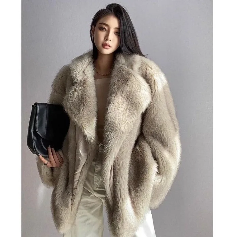 New Autumn and Winter Models Thickening Type Juvenility Temperament Mid-length Style Eco-friendly Fur Coat Overcoat MS.fashion