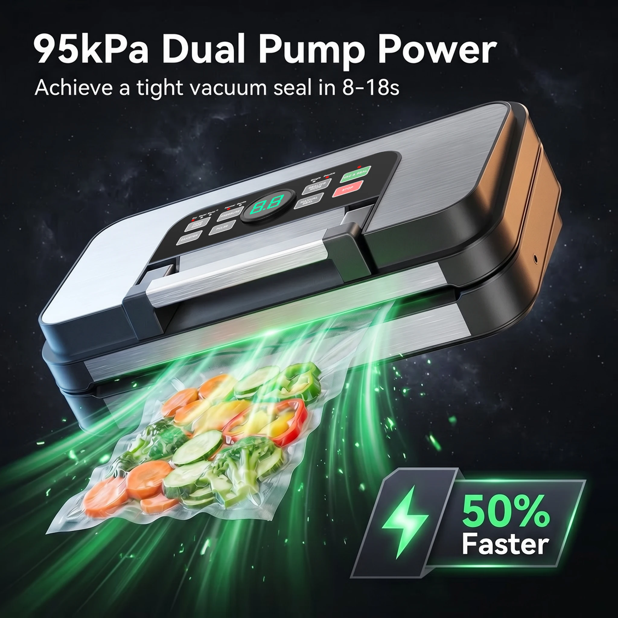 95KPA Dual Pump Vacuum Sealer - Meal Prep Vacuum Seal recension och pris