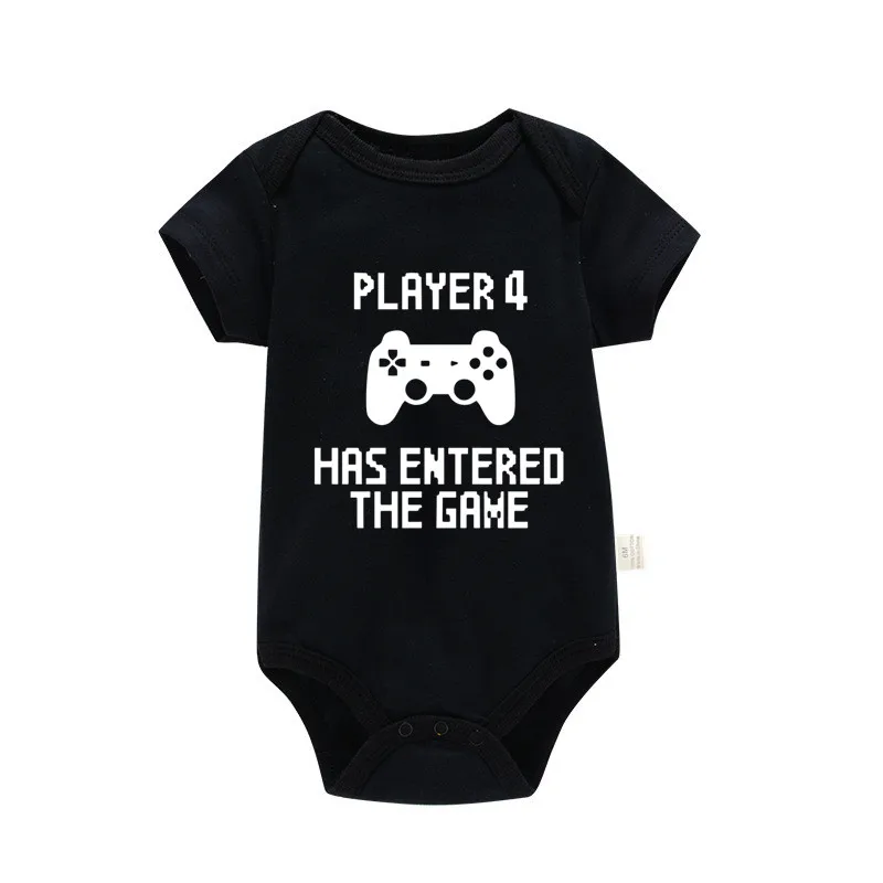 Player 4 Has Entered the Game Newborn Baby Bodysuit Cotton Short Sleeve Infant Romper Funny Boys Girls Jumpsuit