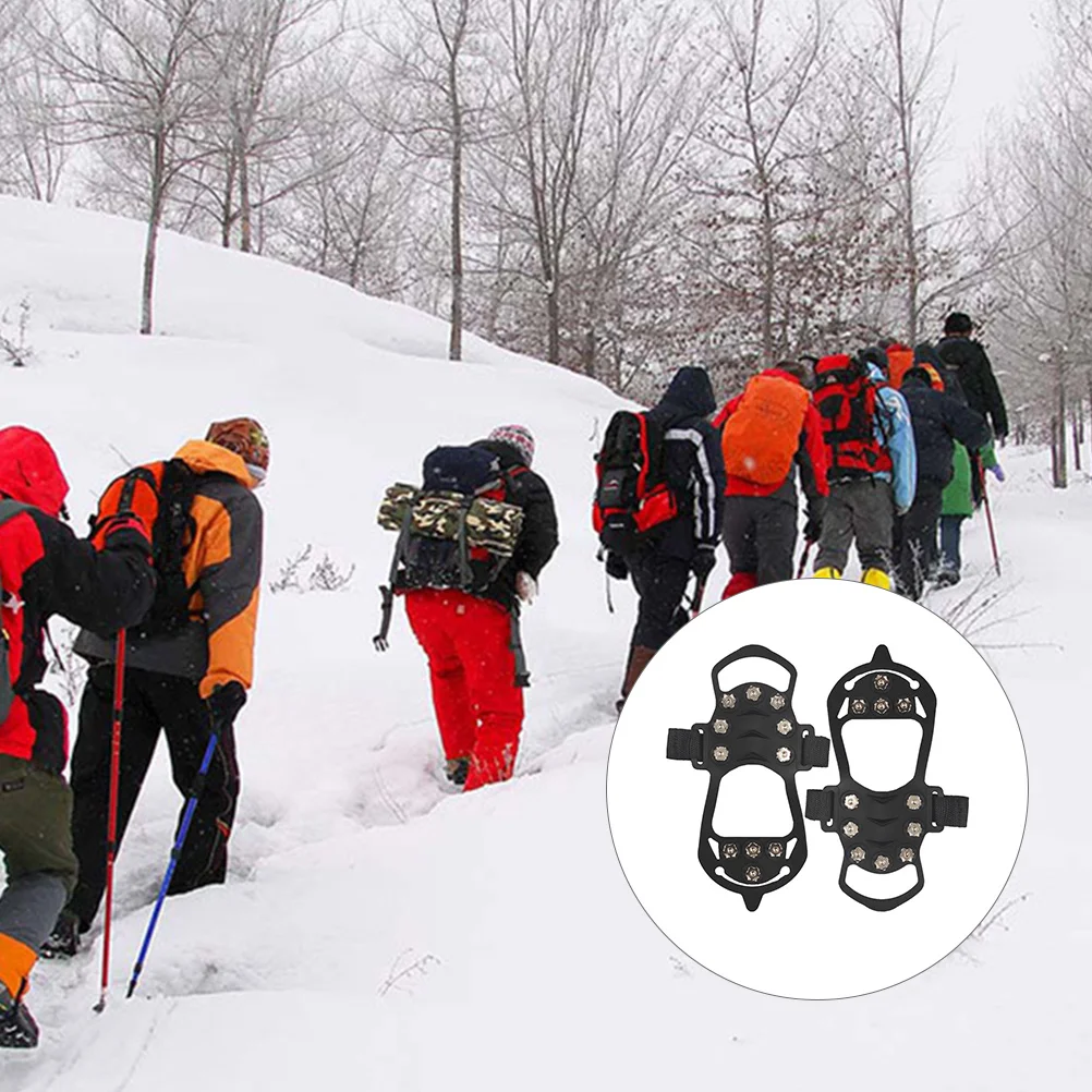 

1 Pair Ice Grippers Anti-Slip Shoe Covers Snow Climbing Outdoor Traction Crampons Rubber Metal Lightweight Easy Carry Hard