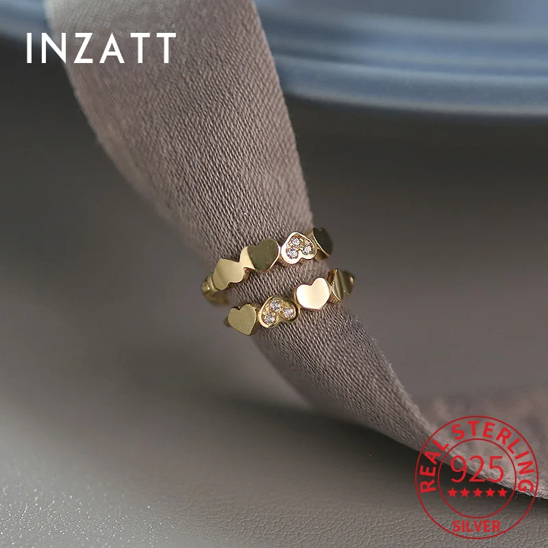 

INZATT Real 925 Sterling Silver Zircon Heart 14K Gold Hoop Earrings for Women Party Cute Fine Jewelry Minimalist Accessories
