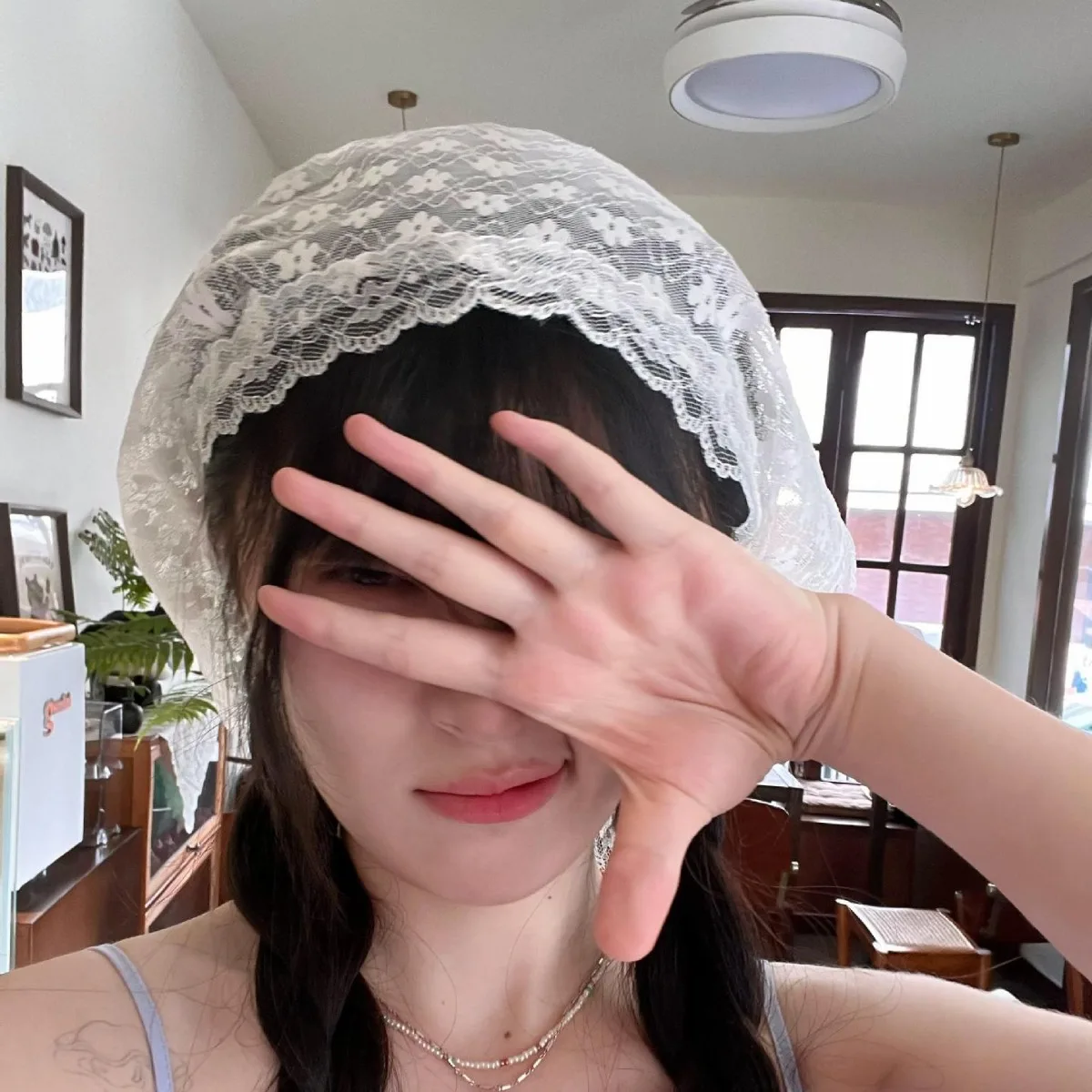 Triangle Head Scarf Lace Crochet Hollow Breathable Lightweight Summer Spring Headband Wrap for Women Boho Chic
