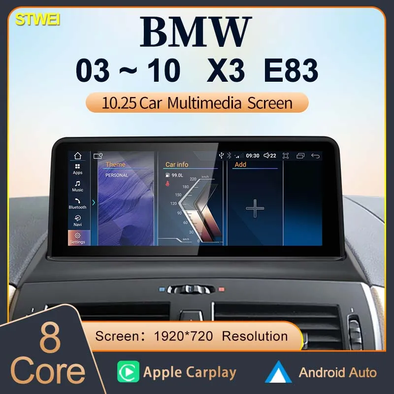 Android 13 10.25 inches Wireless AUTO CarPlay For BMW X3 E83 GPS Navigation Screen Car Multimedia Center System Bluetooth