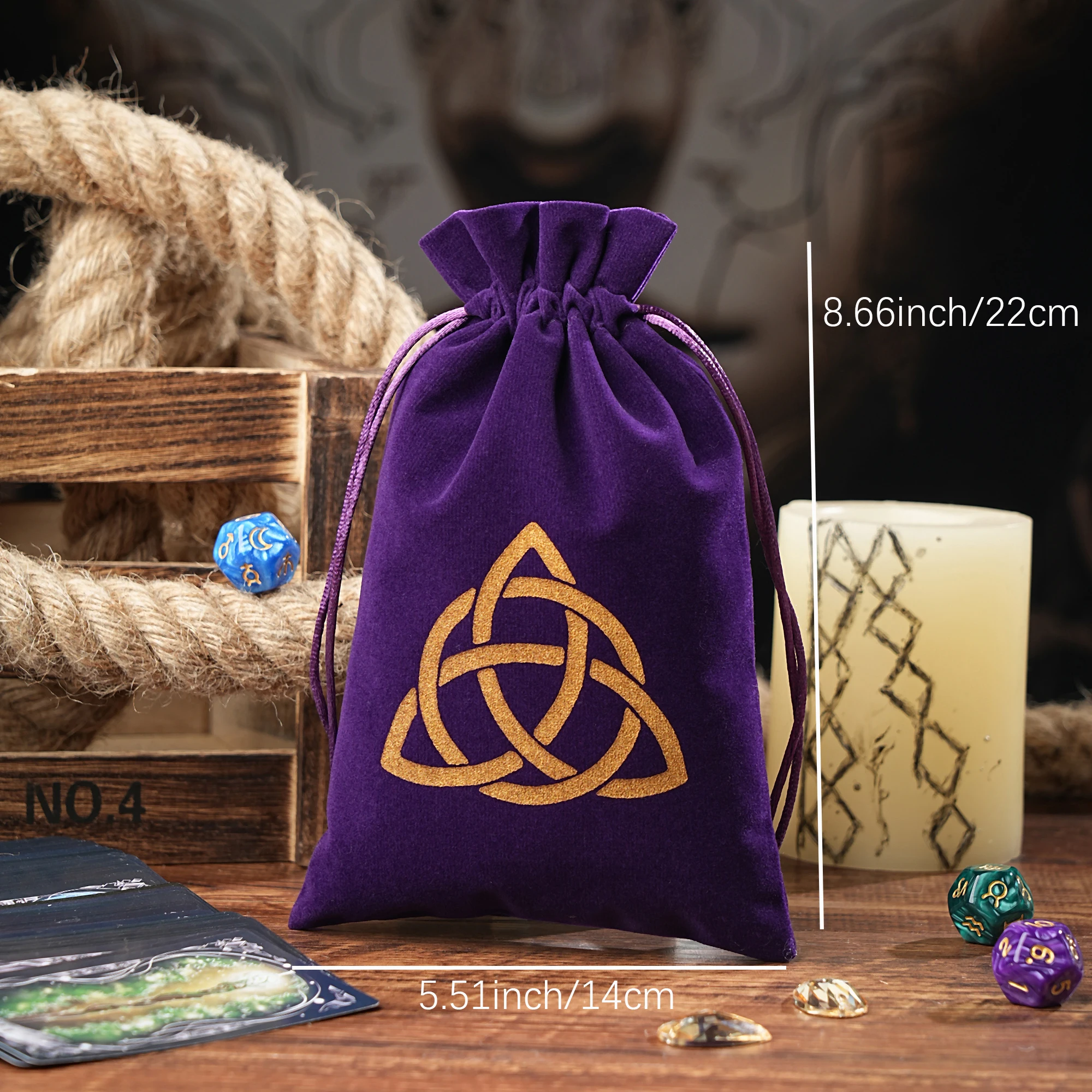 1pc Velvet Tarot Storage Bag Board Game Cards Embroidery Drawstring Package Witchcraft Supplies for Altar Tarot Dice Pouch