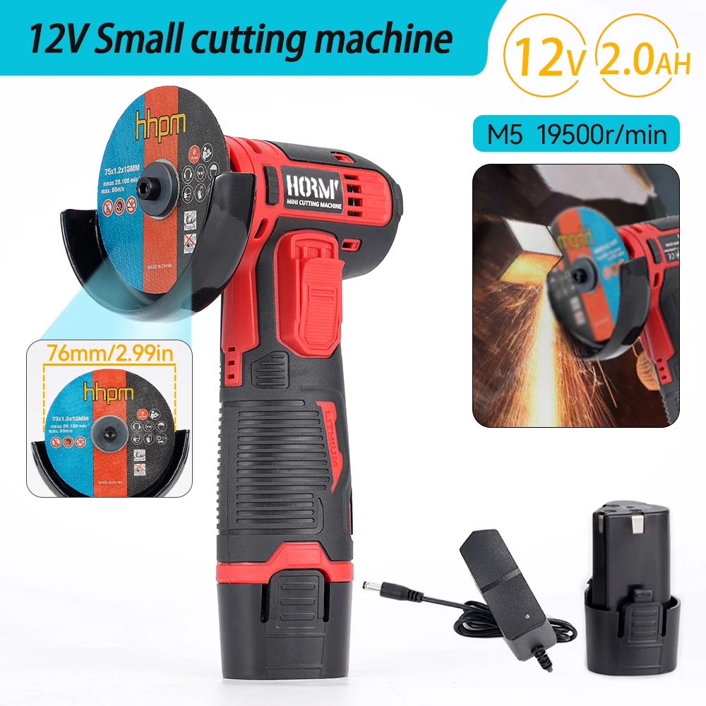 

12V Mini Electric Angle Grinder 19500RPM Lithium Battery Cordless Grinder Diamond Cutting Power Tool Polishing Grinding Machine