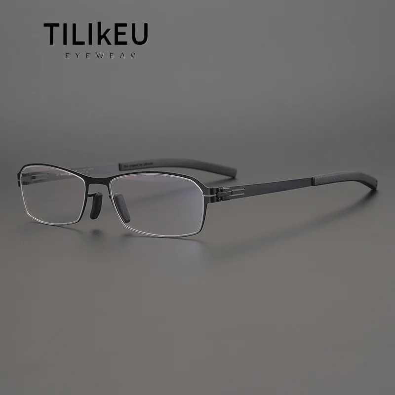 

Screwless Glasses German Designer Luxury Titanium Alloy Ultra-light Glasses Frame Men Women Retro Rectangular Eyeglasses Eyewear