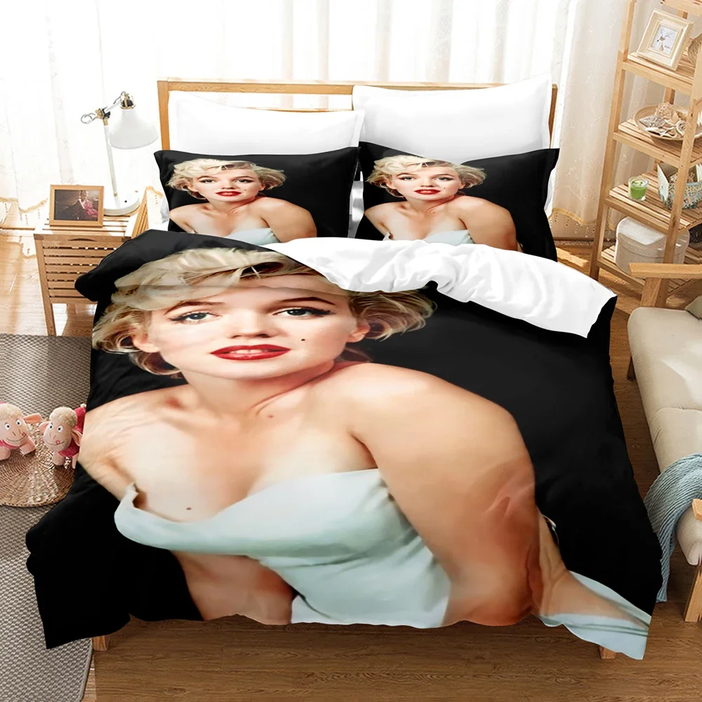 3D Printed Marilyn Monroe Bedding Set Duvet Cover Bedroom Comforter Cover Single Twin King ​Size Quilt Cover Home Textile 2/3PCS