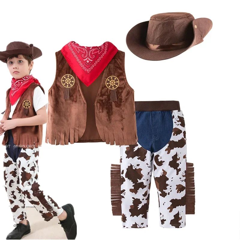 Fantasia Purim costumi di Halloween per bambino bambino bambini bambino ragazzi mucca ragazzo Costume da Cowboy Halloween Party Fancy Dress