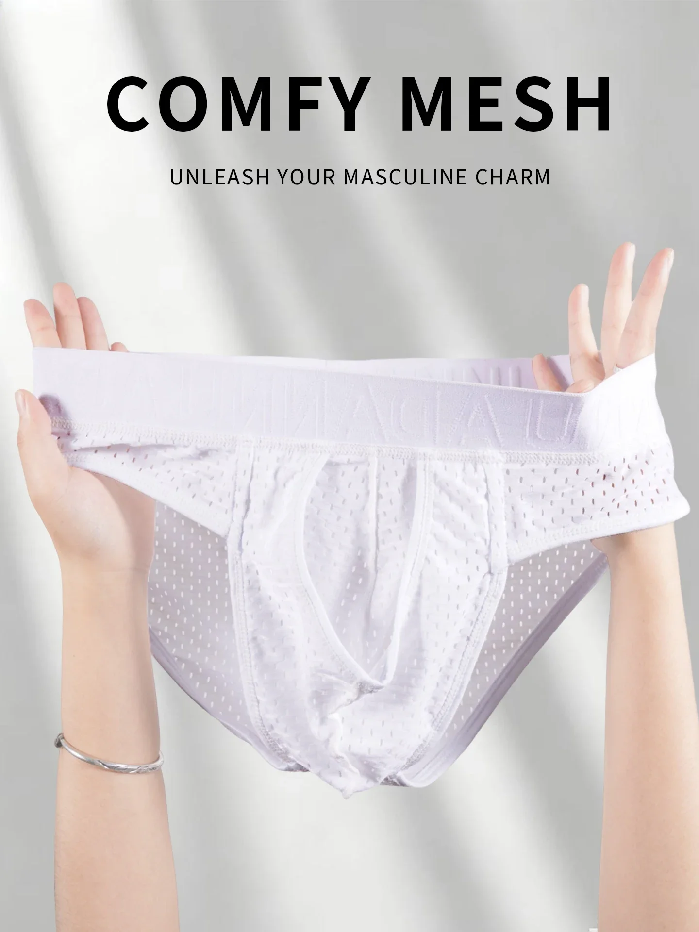 Men's Mesh Breathable Butt Lifter Thong, 3D Padded Shaping Low Rise T-Back Underwear, Sexy Body Enhancing Briefs