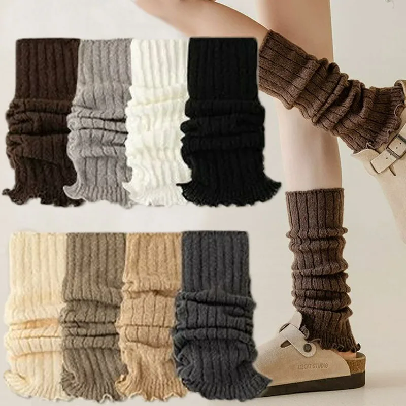 2024 Lolita Leg Warmers Women's Long Socks Wool Knitted Foot Cover Arm Warmer Y2K Autumn Winter Crochet Heap Socks Boot Cuffs