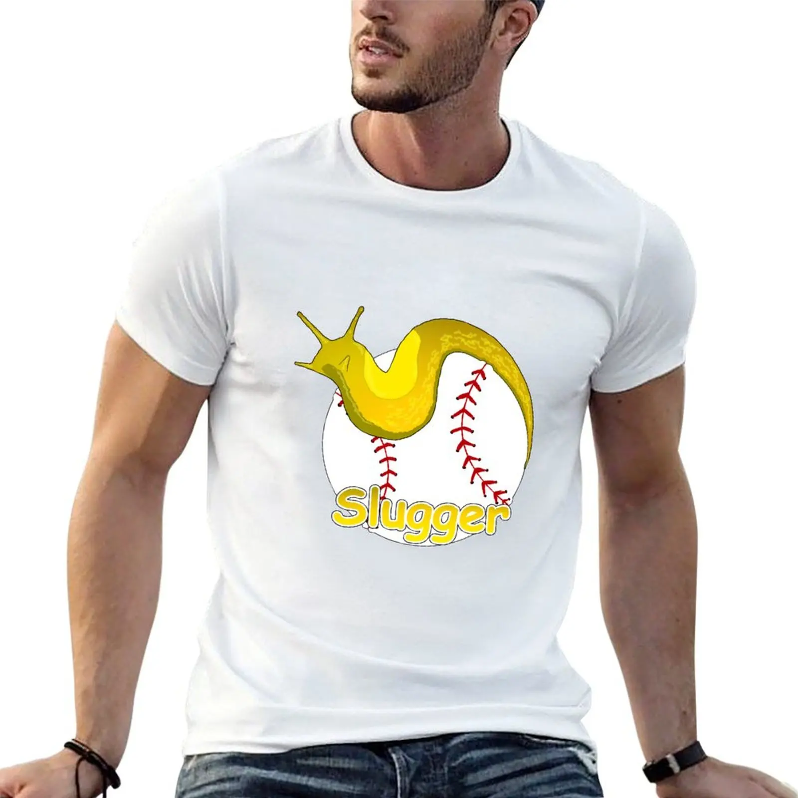 

Slugger Banana Slug on Baseball T-Shirt printed t shirts for man funny t shirts cotton T-Shirt