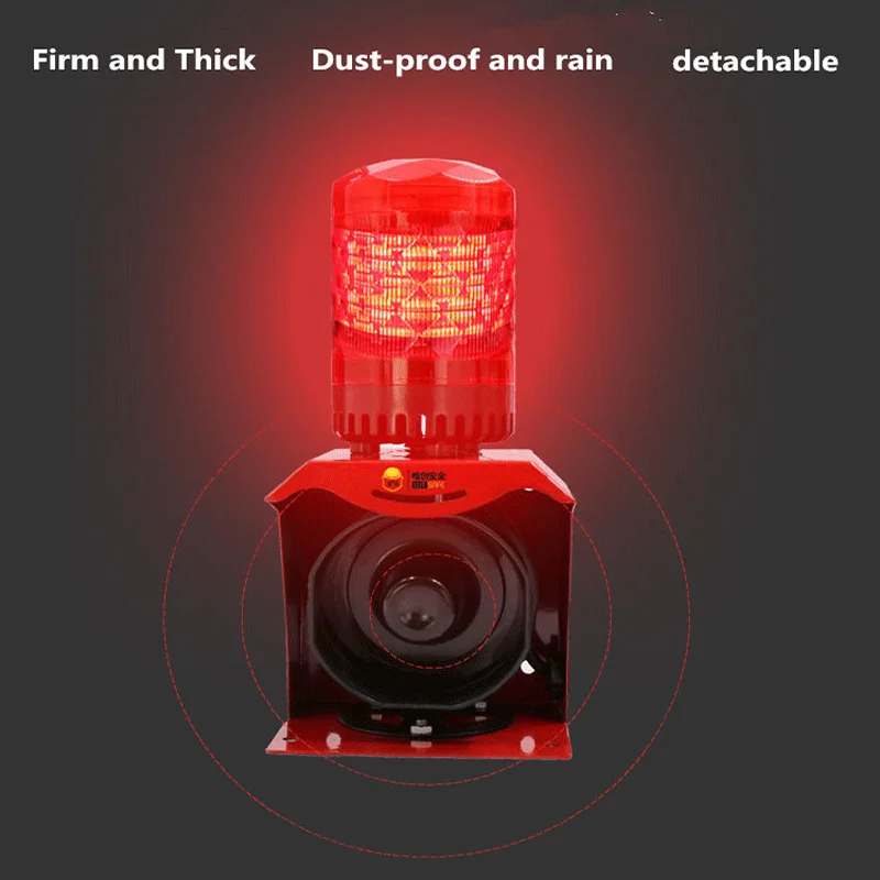 12V 24V 220V Industrial Horn Siren Emergency Sound and Light Alarm Red LED Flashing Strobe Warning Light with Remote Control