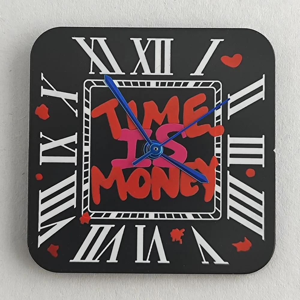 27mm NH35 Watch Square Dial Roman Numeral Dial Compatible NH35 automatic machinery Movement Accessories Time is Money dial