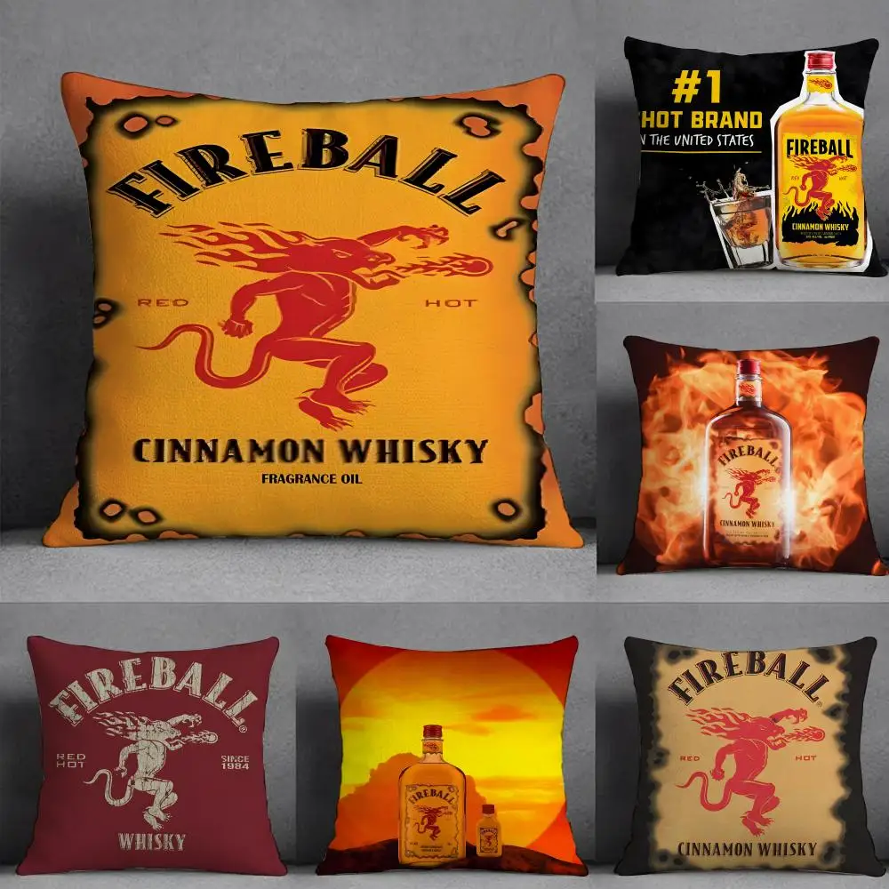 Funda de almohada Fireball Cinnamon Whisky, estampada por ambos lados, cojín para sofá, almohada para cabecera de dormitorio