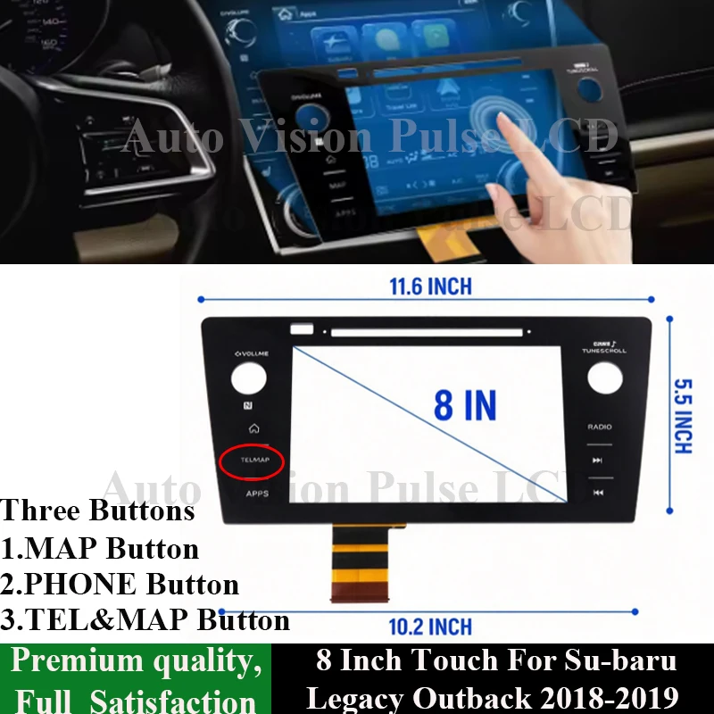 Ecran-tactile-de-8-pouces-pour-su-baru-legacy-outback-2018-2019-remplacement-de-l'ecran-de-la-radio-de-voiture-86431al66a-86471al65a-86471al66a