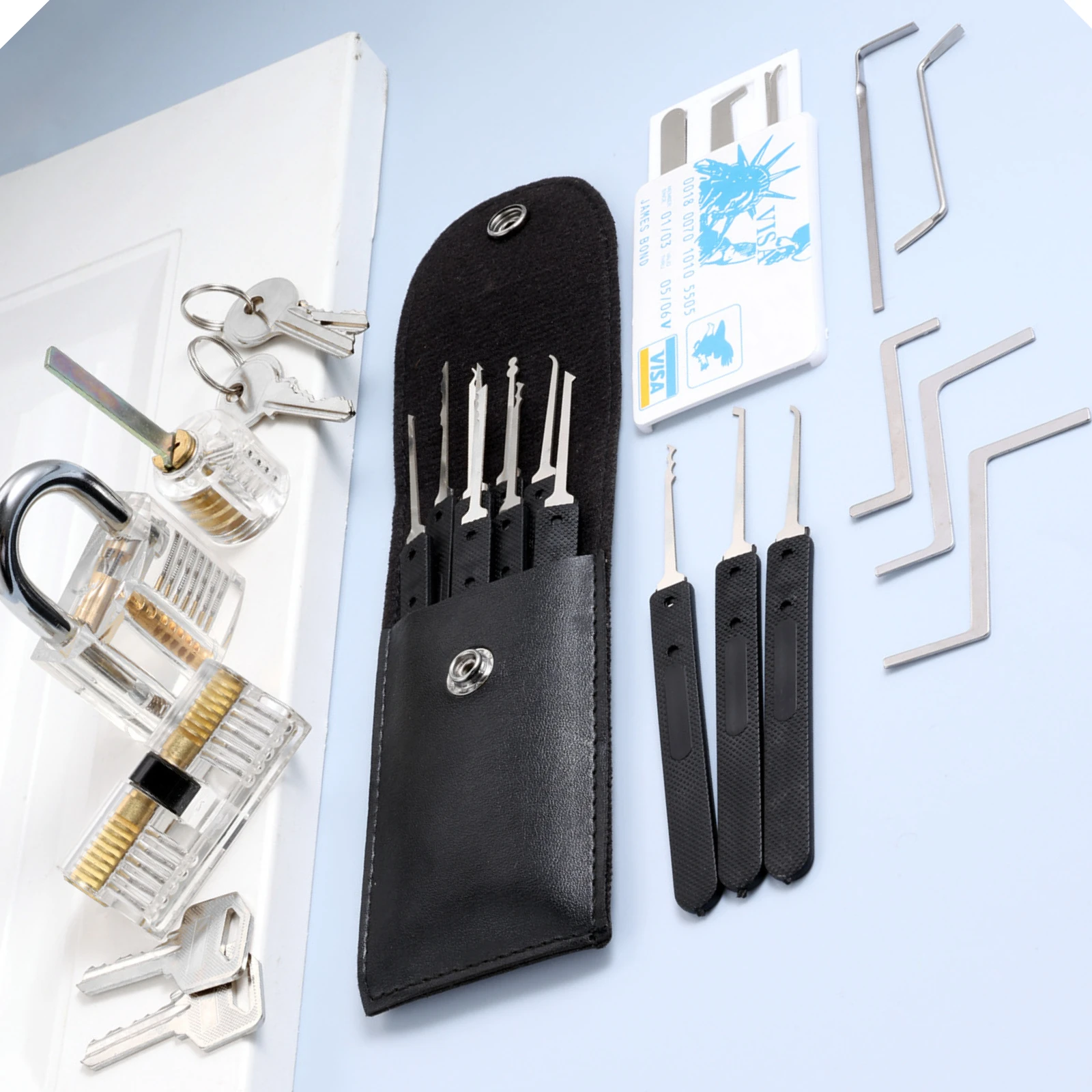 34in1 Set Transparent Lock Picking Extractor Broken Key Remover Kit Tubular Training Multifunction Tool for Locksmith Beginner