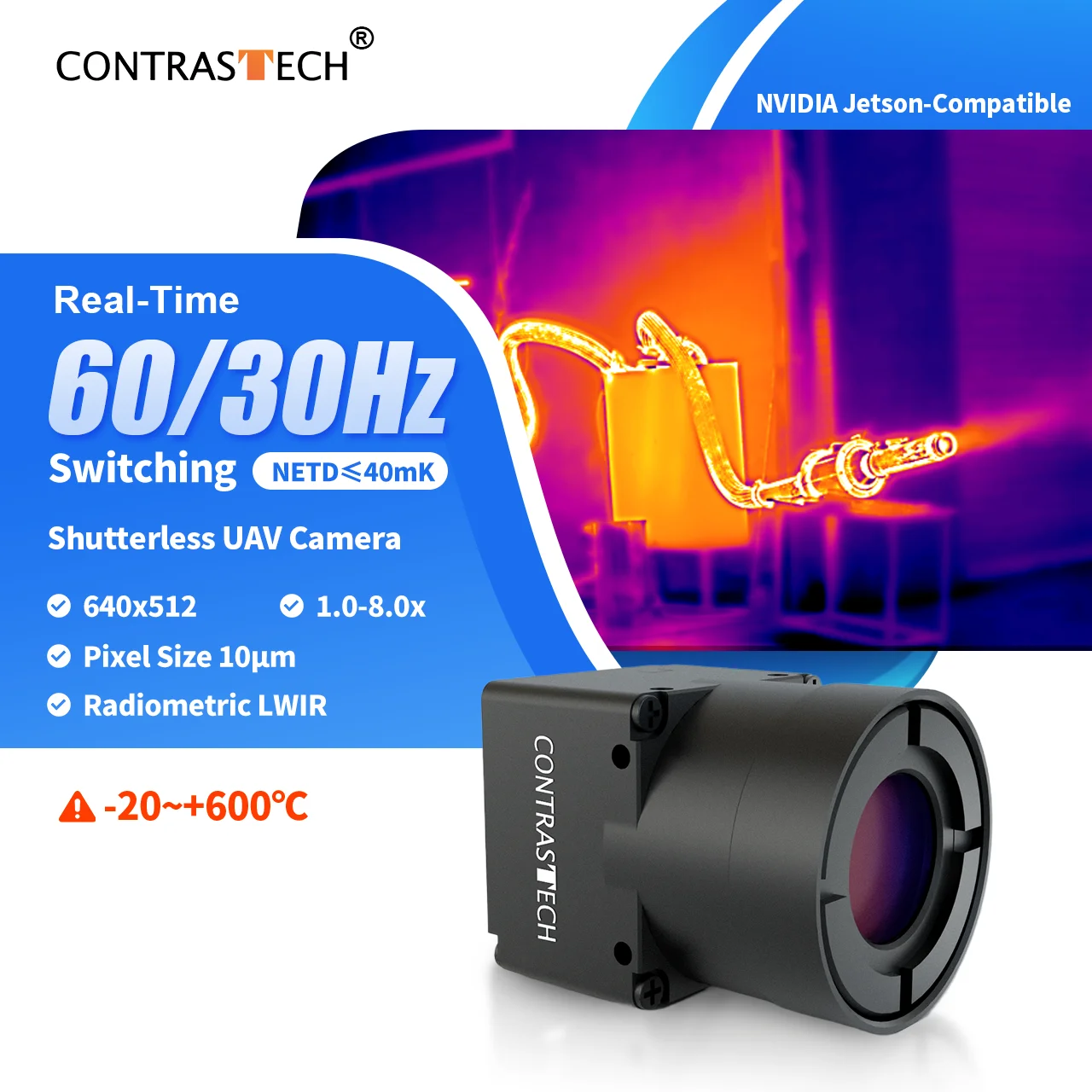 LWIR 30Hz 12μm 640x512 High Resolution Radiometric IR Thermal Camera Module for Factory & Machine Vision Use