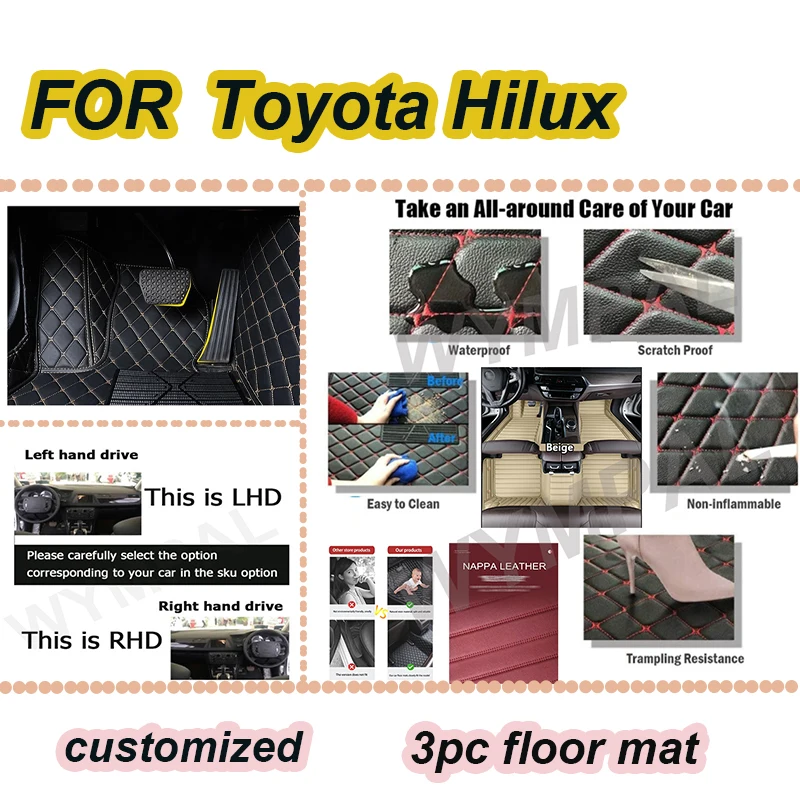 

Роскошные автомобильные коврики для Toyota Hilux 2022 2021 2020 2019 2018 2017 2016 2015 2014 2013 2012 2011 2010 2009