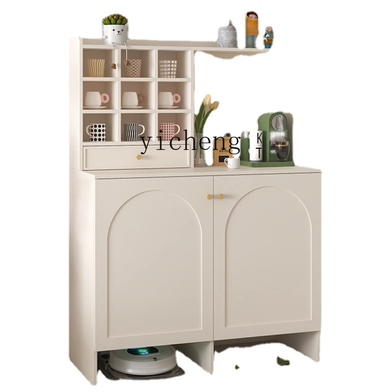 Zk Cream Style Sideboard Cabinet Living Room Tea Coffee Cabinet Sofa Edge Sweeping Robot Storage Cabinet