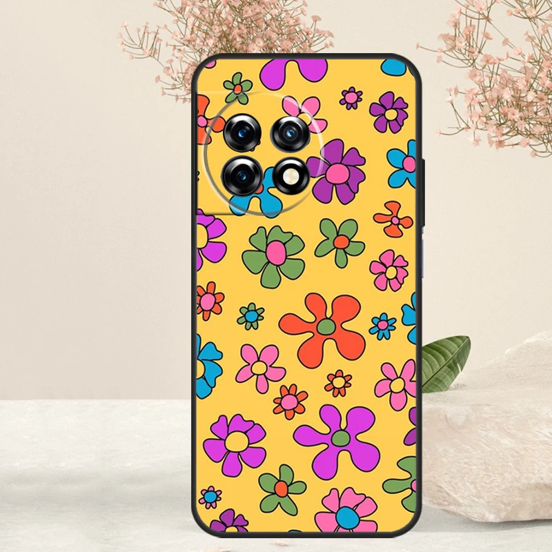 Groovy เคสดอกเดซี่สีพาสเทลสำหรับ OnePlus Nord CE 4 3 2 Lite 2T N20 N10 N30 OnePlus 12 11 9 10 Pro 8T 10T 10T ฝาครอบ12R