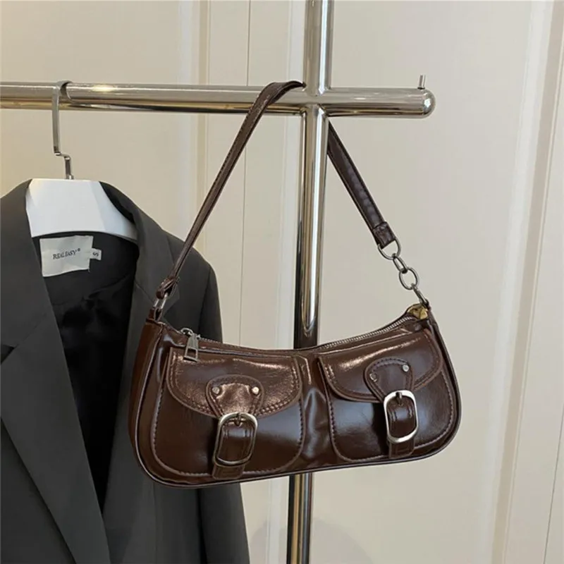Chic Double Pocket Decor Tote Shoulder Bags, Suitable Work Bag for White-Collar, College Students and Office Workers Daily Use