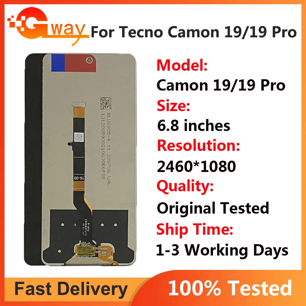 

Original 6.8" For Tecno Camon 19 CI6n LCD Display Touch Screen Digitizer Assembly For Tecno Camon19 Pro CI8 CI8n CI7n LCD