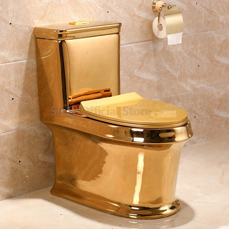 

Toilet One Piece Gold Toilet Ceramic Luxury Modern Powerful Flush With System Silent For Basement Toilet Set Lid For Bathroom