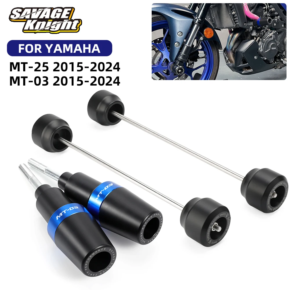 

2024 MT03 MT25 Front Rear Wheel Crash Slider Frame Sliders For YAMAHA MT-03 MT-25 2015-2023 Axle Fork Swingarm Spools Stand