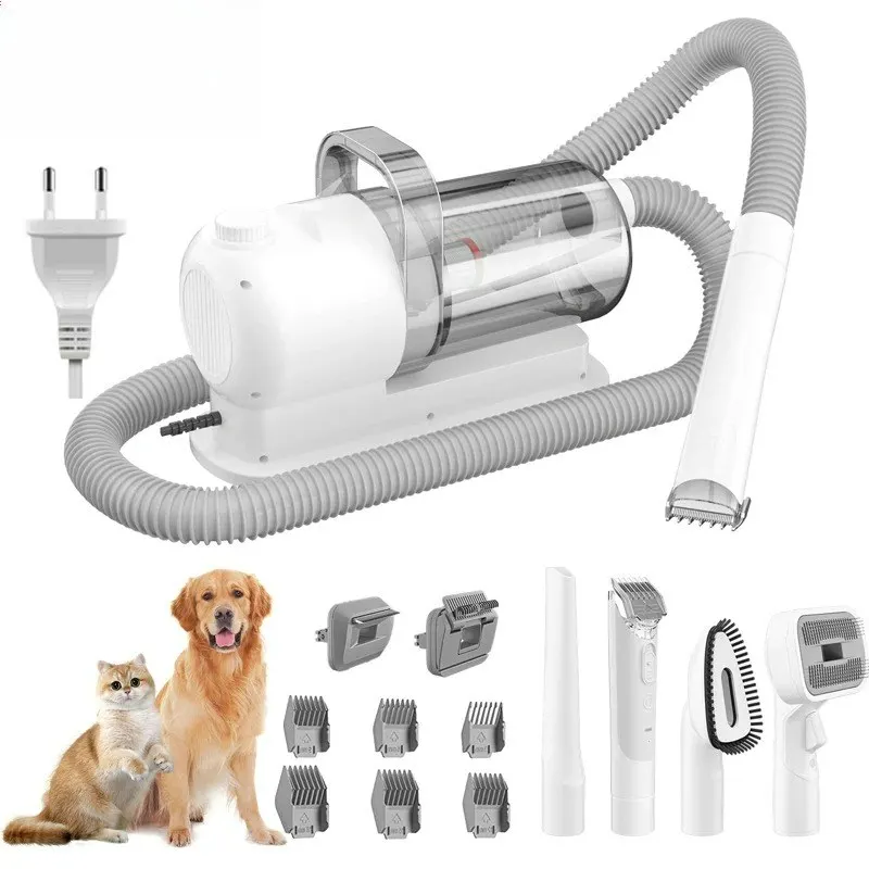 

Customizable Multi-functional pet groomer and vacuum suction all-in-one Pet grooming set with shaving push and combing brush