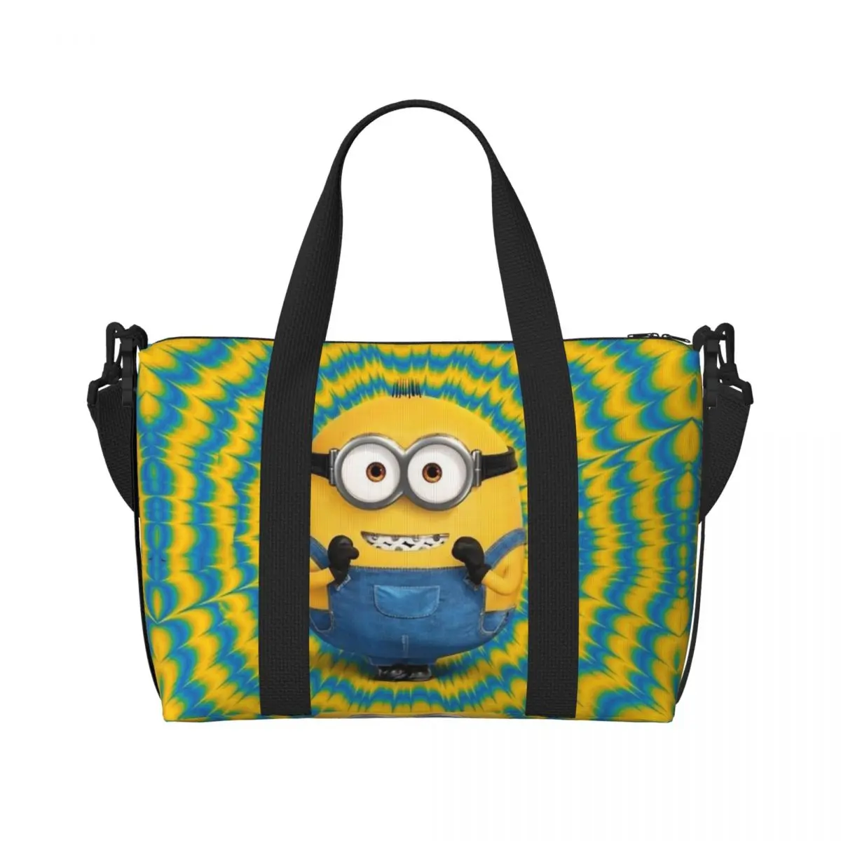 

Женская большая сумка-тоут желтого цвета с мультяшным принтом M-Minions, вместительная, для спортзала, пляжа и путешествий